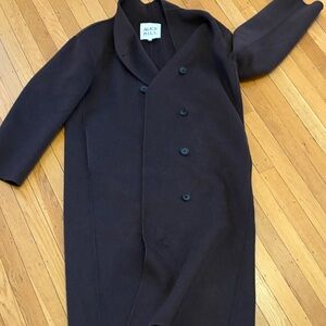Alex Mill Dark Brown Double-Breasted Shawl Collar Pea Coat